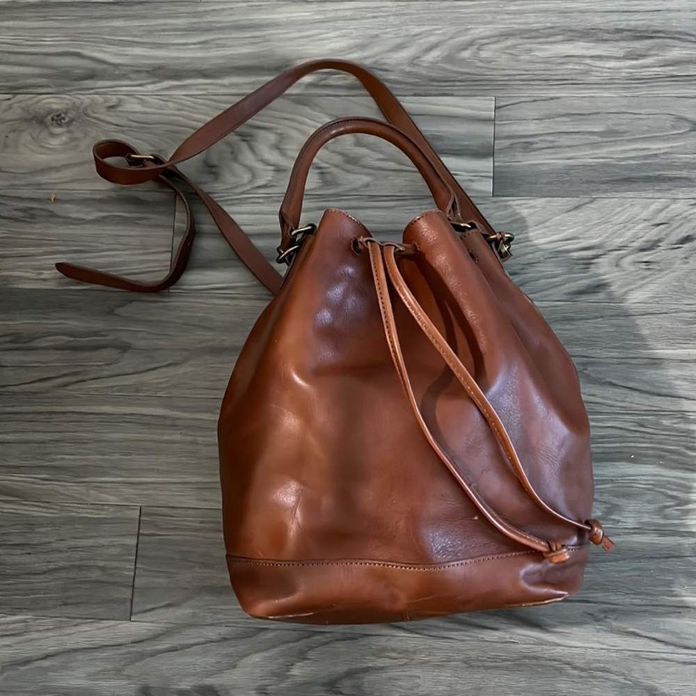 Madewell Cognac Leather Bucket Bag